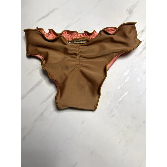 Bodied By Brazil Reversible Pink Brown Swim Bottom Scrunch Butt Brazilian Cheeky - Picture 4 of 7